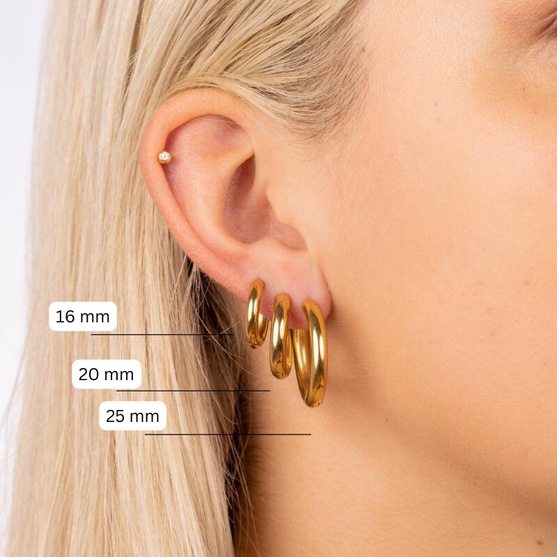 16mm Simple Hoop Stainless Steel Earrings Gold