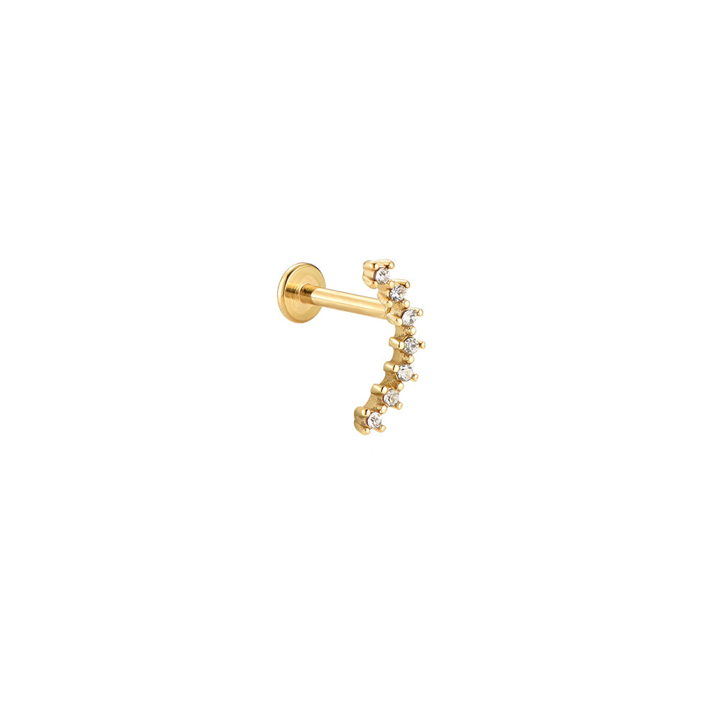 Elegant Curve Stainless Steel Piercing Gold zirconia