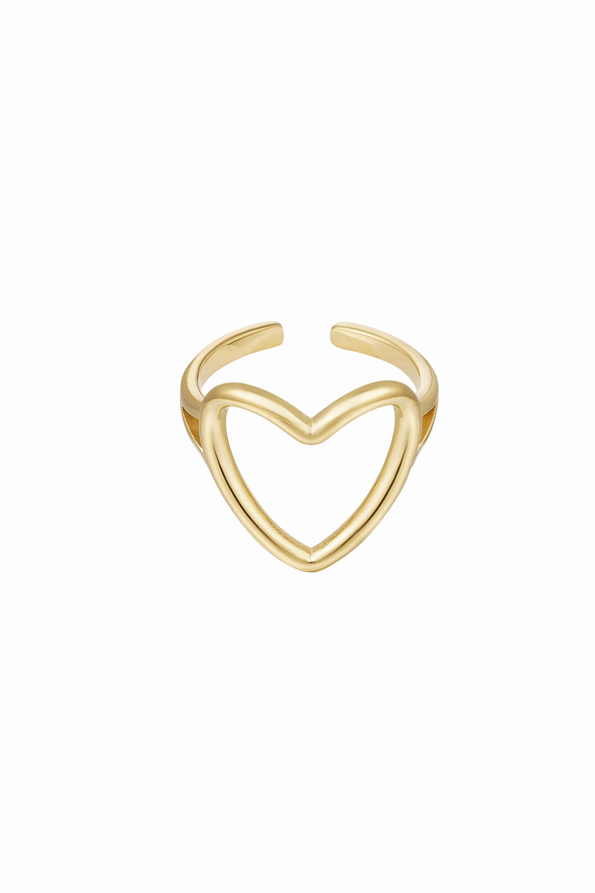 Adjustable ring heart - gold Stainless Steel One size