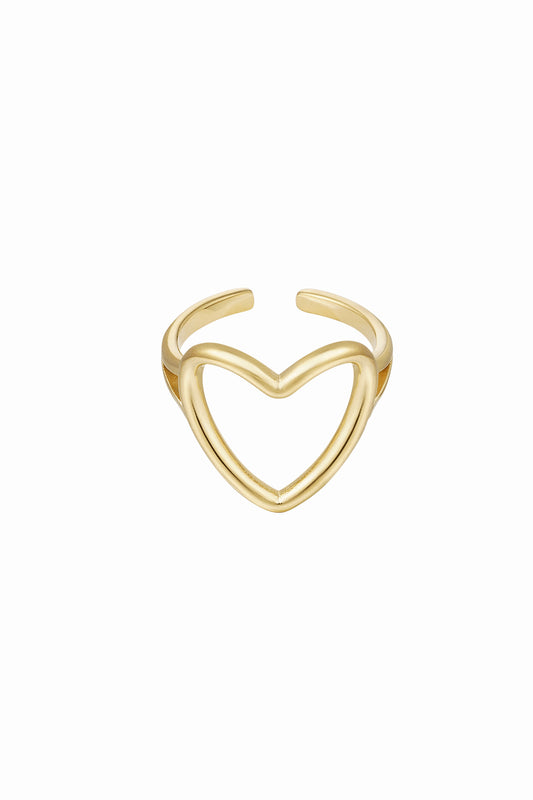 Justerbart ring hjärta - guld Rostfritt stål One size