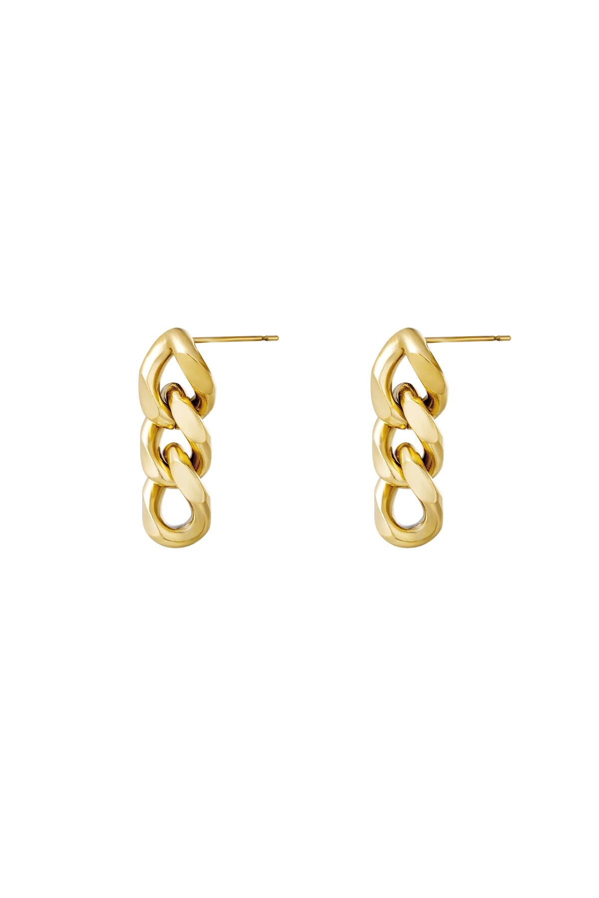 Earrings triple chain Gold Stainless Steel