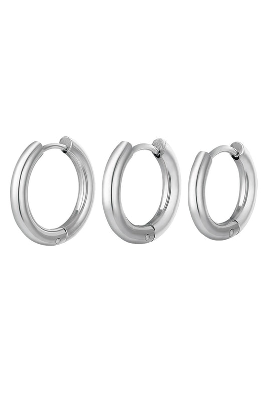 Creoler set 3 hoops silver rostfritt stål