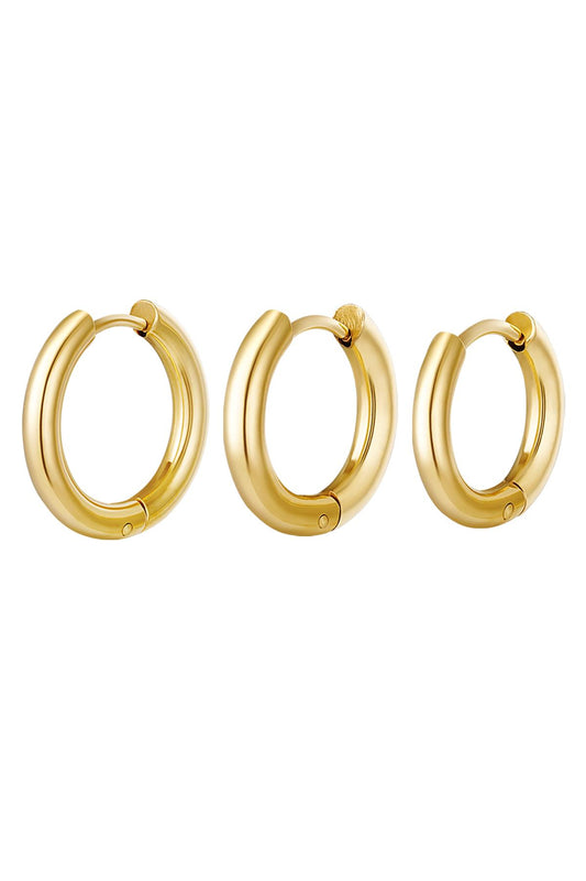 Creoles set 3 hoop earrings Gold Stainless Steel