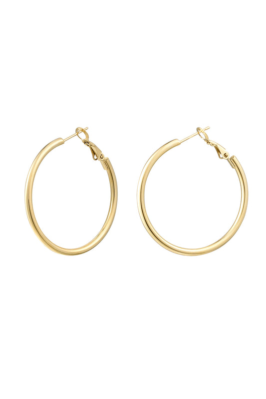 Earrings basic circle hoops medium - gold