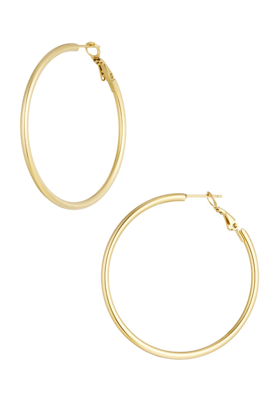 Earrings basic circle hoops large - gold