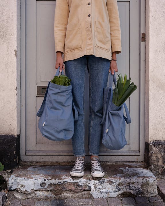 Organic Cotton Tote Shopping Bag Blue