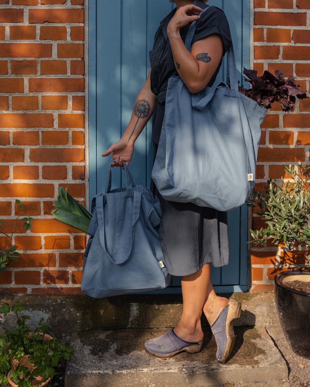 Organic Cotton Tote Shopping Bag Blue