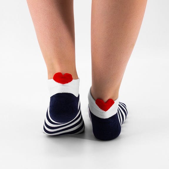 Striped Ankle Socks With Heart Detail