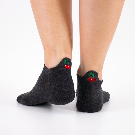 Ankle Socks With Cherry Embroidery