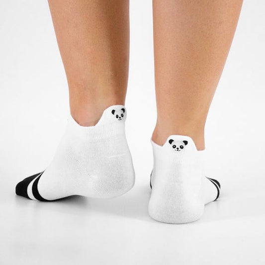 Striped Ankle Socks With Panda Embroidery