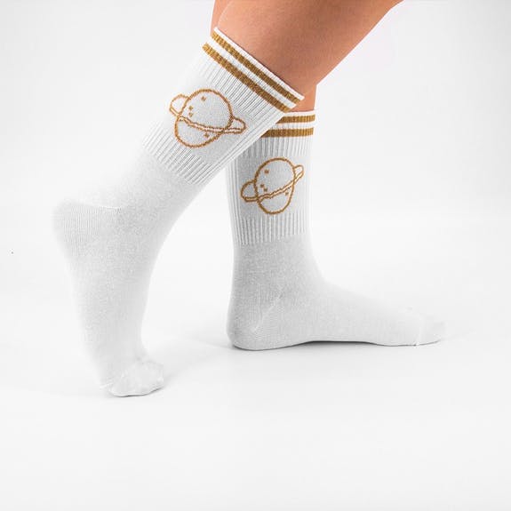 Saturn Golden Glitter Socks